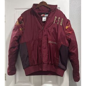 Vintage‎ 90s Rare Nike Seminoles Florida State FSU Puffer Tribal Jacket Size L
